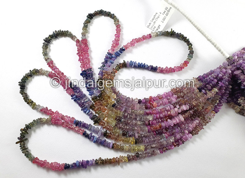 Multi Sapphire Smooth Chips Beads