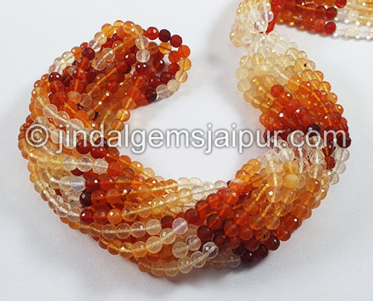 Fire Opal Faceted Round Balls Beads