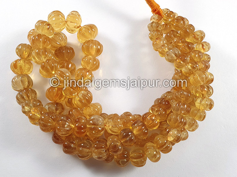 Citrine Carved Pumpkin Shape Deep Beads