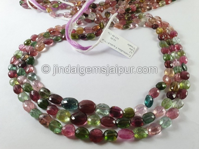 Tourmaline Faceted Oval Beads
