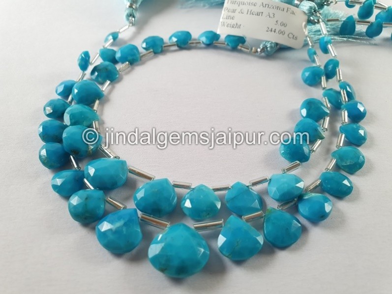 Turquoise Arizona Faceted Heart Shape Beads