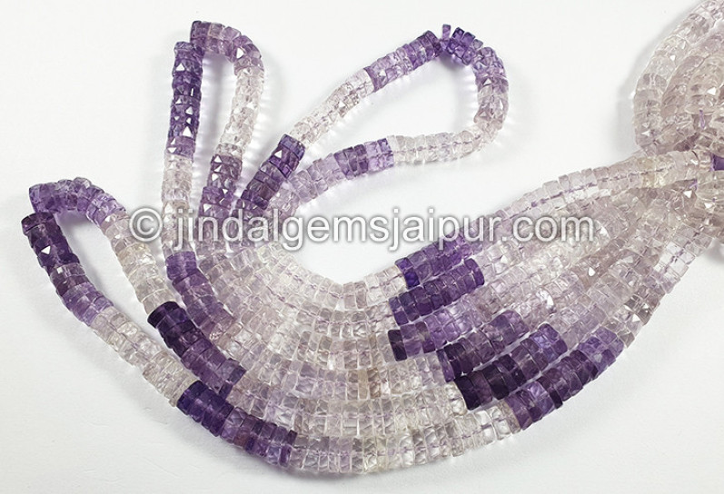 Pink Amethyst Shaded Faceted Tyre Shape Beads