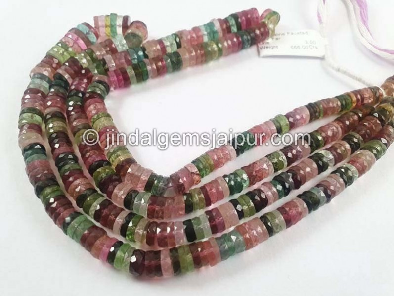 Tourmaline Faceted Tyre Beads