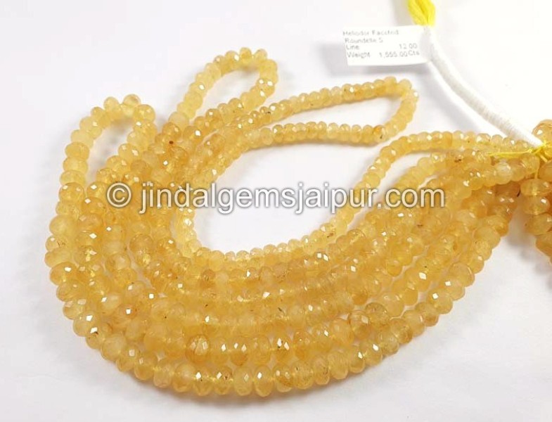 Heliodor Faceted Roundelle Shape Beads