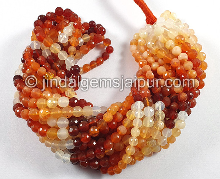 Fire Opal Faceted Round Balls Shape Medium Beads
