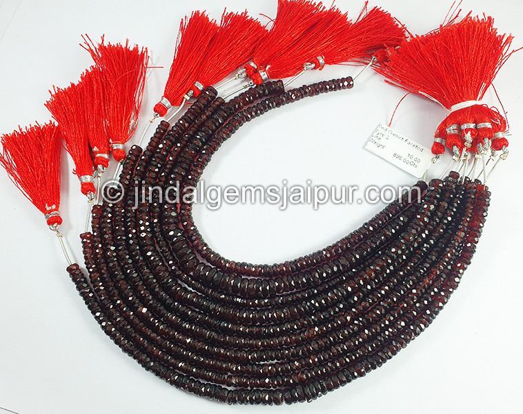 Red Garnet Faceted Tyre Shape Beads