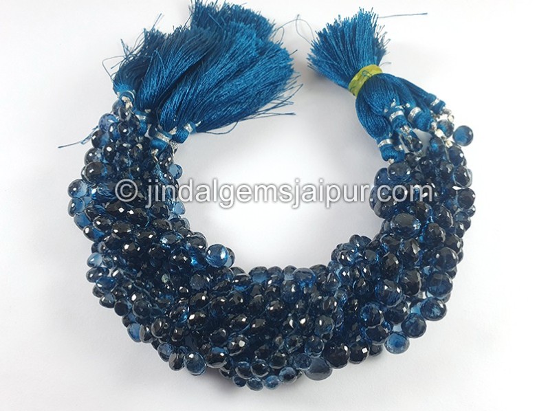 London Blue Topaz Faceted Onion Shape Big Beads