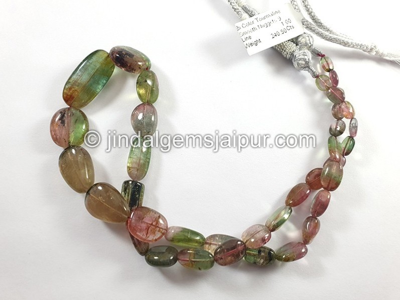 Bi Color Tourmaline Smooth Nuggets Shape Beads