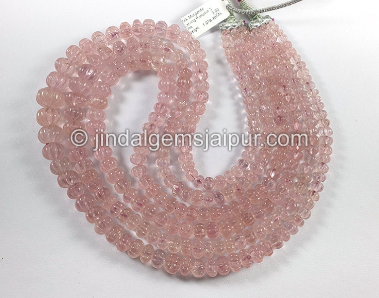 Pink Morganite Carved Pumpkin Shape Beads