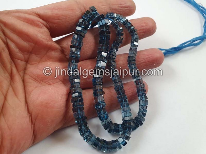 London Blue Topaz Step Cut Roundelle Beads