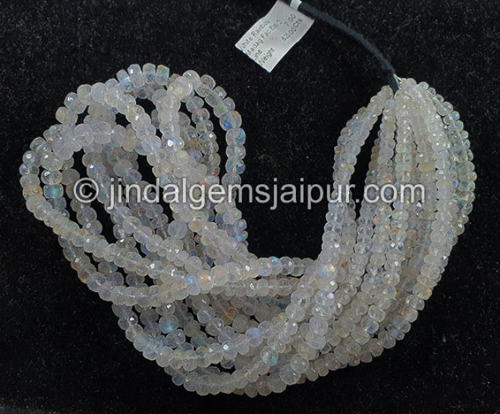White Rainbow Madagascar Faceted Roundelle Shape Beads