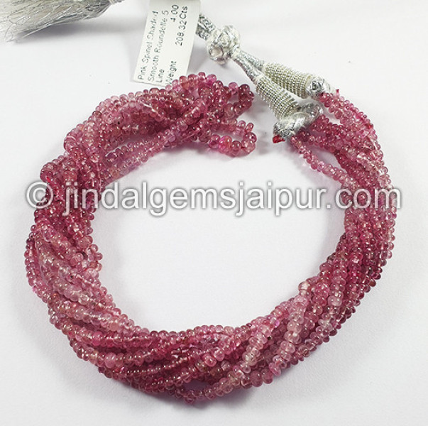 Pink Spinel Shaded Smooth Roundelle Shape Beads