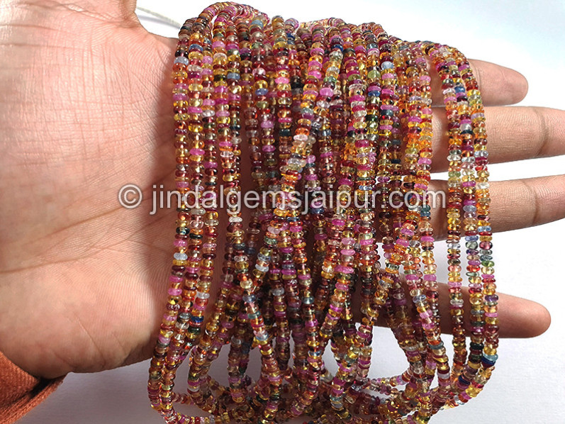 Natural Multi Sapphire Smooth Roundelle Shape Beads