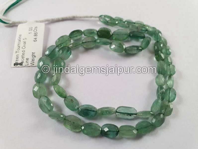 Green Tourmaline Faceted Oval Beads