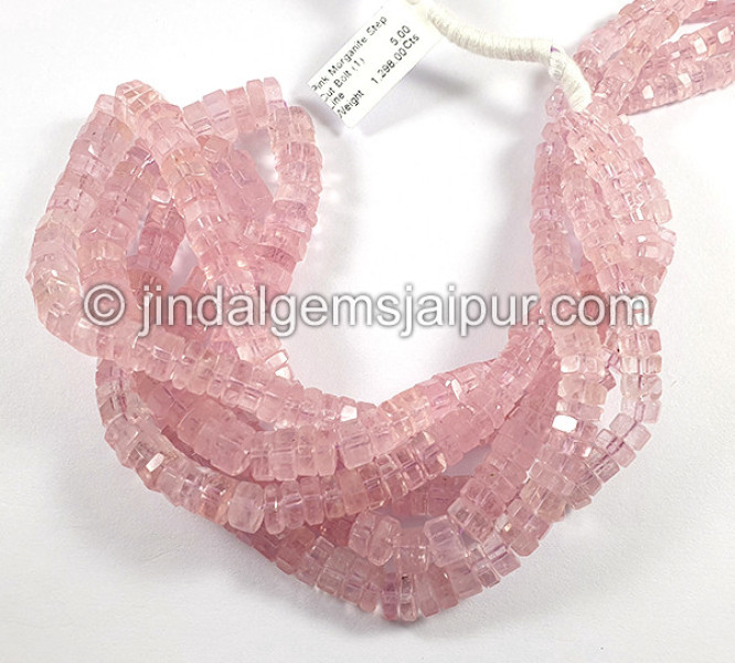 Pink Morganite Step Cut Bolt Shape Beads