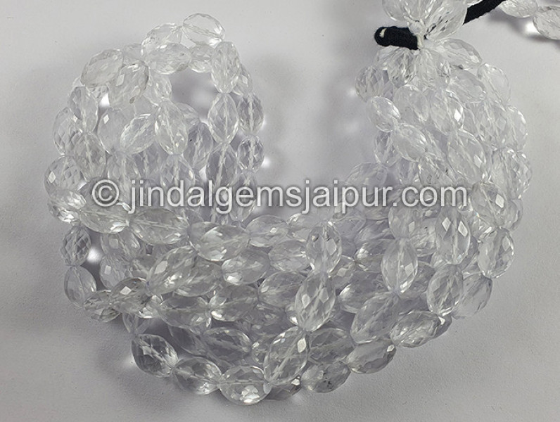 Crystal Quartz Faceted Barrel Shape Big Beads