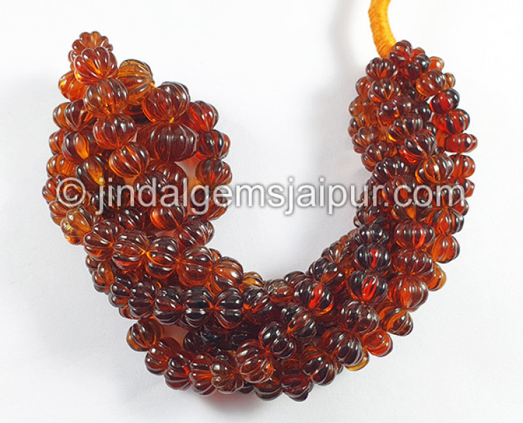Madeira Citrine Carved Pumpkin Shape Beads