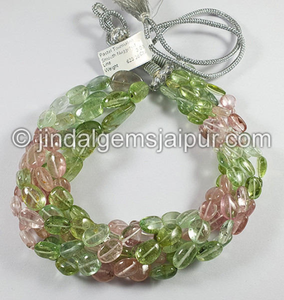 Pastel Tourmaline Smooth Nuggets Shape Beads