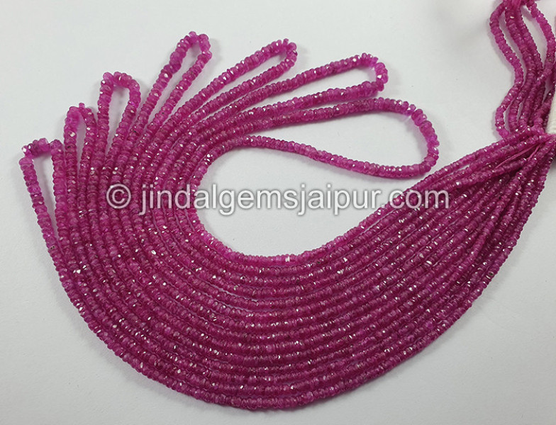 Pink Sapphire Faceted Roundelle Shape Beads