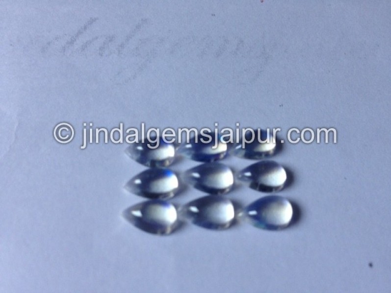 White Rainbow Smooth Pear Cabochon
