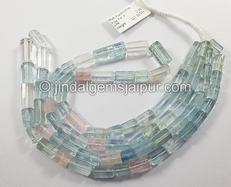 Multi Aquamarine Pipe Shape Big Beads