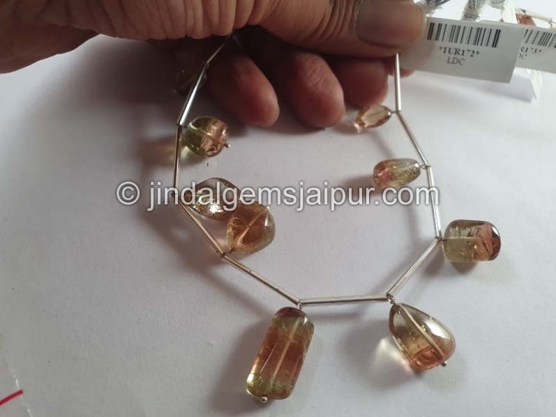 Bi Color Tourmaline Smooth Nugget Beads
