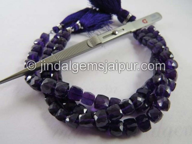 Amethyst Faceted Cube Shape Beads