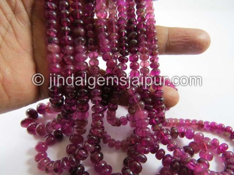 Multi Rubellite Smooth Roundelle Shape Beads