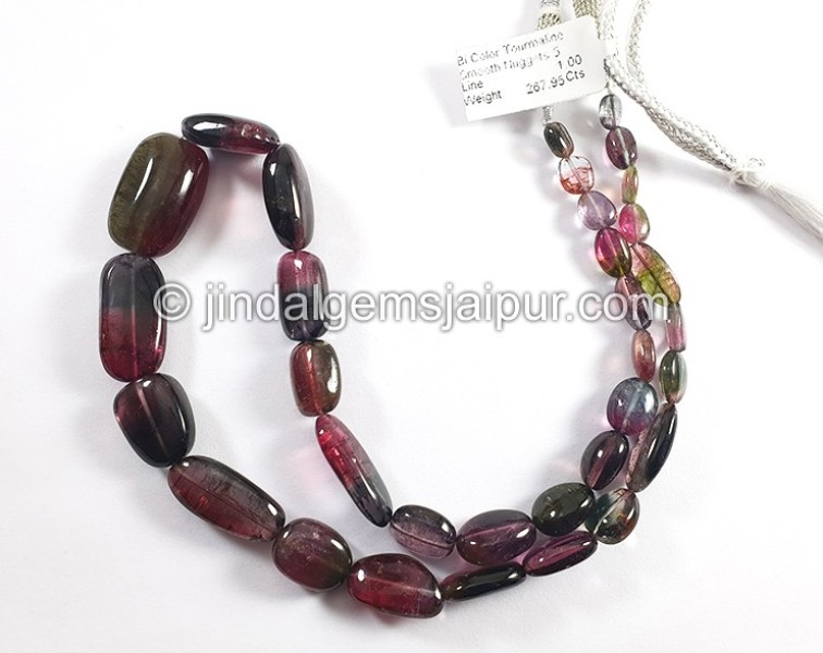 Bi Color Tourmaline Smooth Nuggets Shape Beads