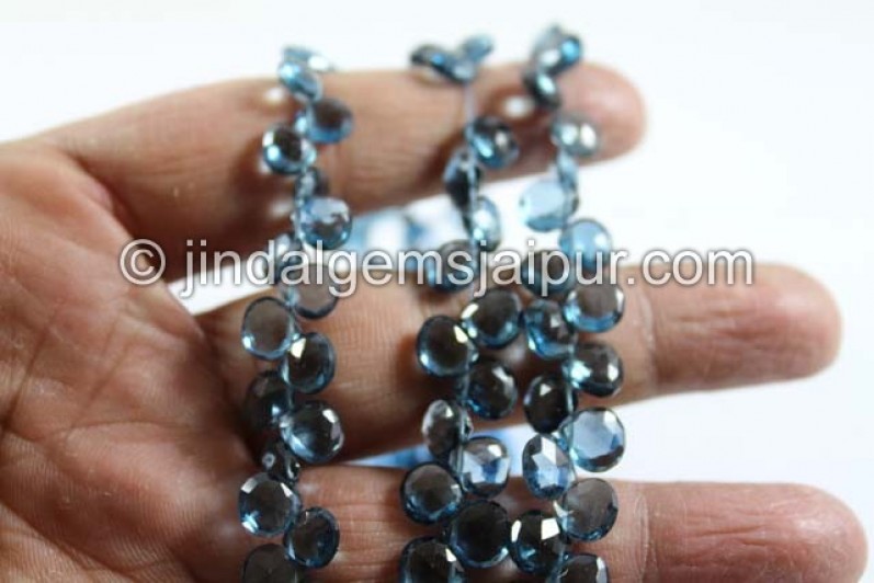 London Blue Topaz Faceted Heart Shape Beads