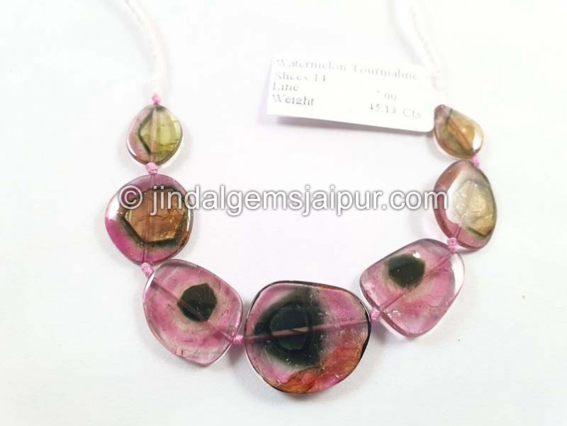 Watermelon Tourmaline Smooth Slices Beads