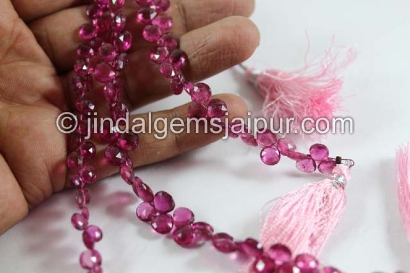 Rubellite Faceted Heart Shape Beads