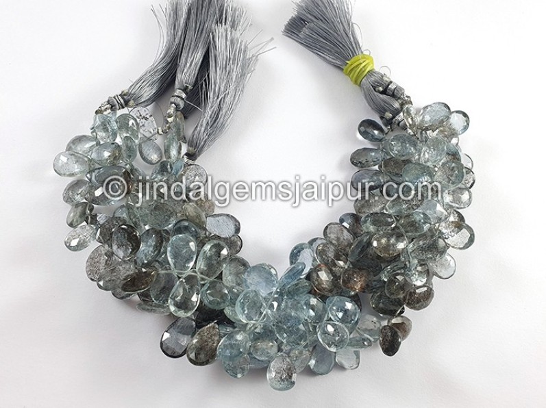 Moss Aquamarine Faceted Pear Shape Beads