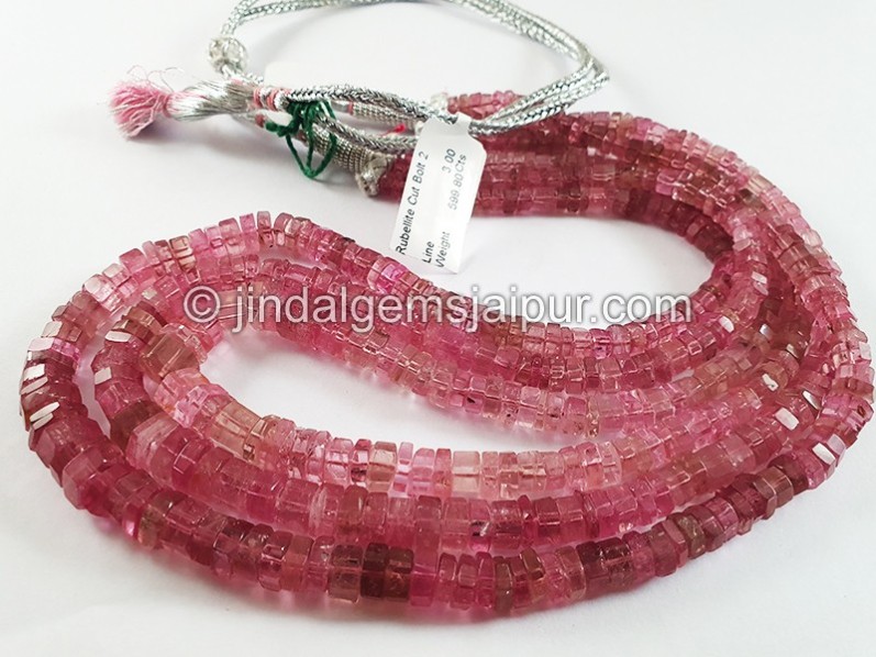 Rubellite Cut Bolt Shape Beads