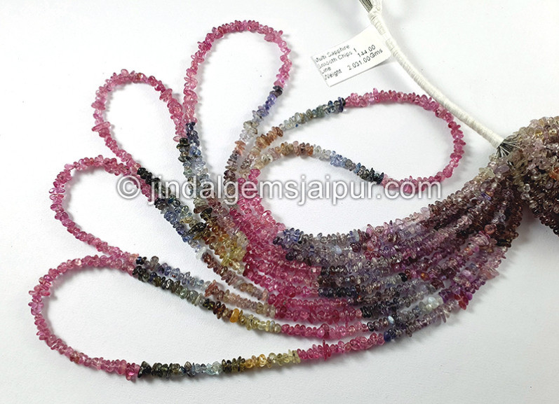Multi Sapphire Smooth Chips Beads