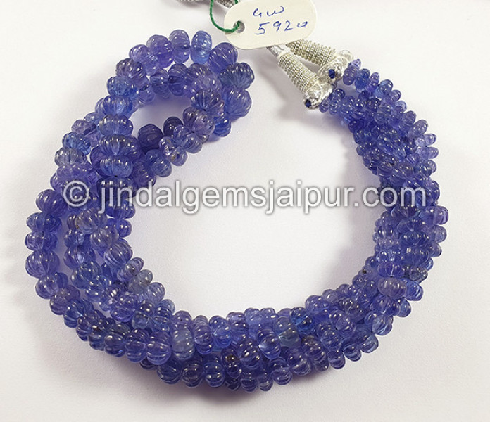 Tanzanite Carved Pumpkin Shape Beads