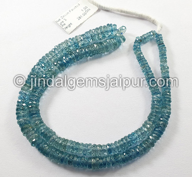 Blue Zircon Faceted Tyre Shape Beads