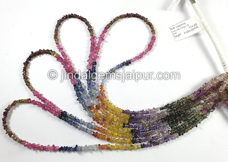 Multi Sapphire Smooth Chips Beads