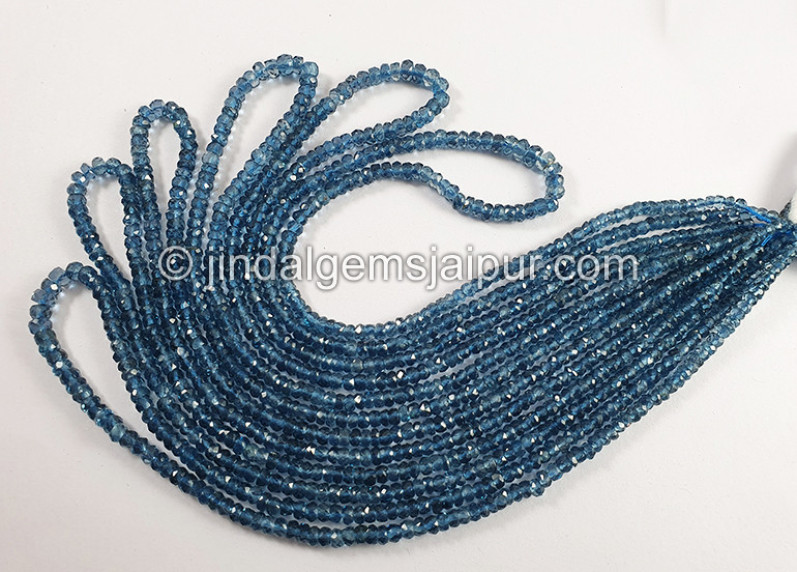 London Blue Topaz Faceted Roundelle Shape Beads