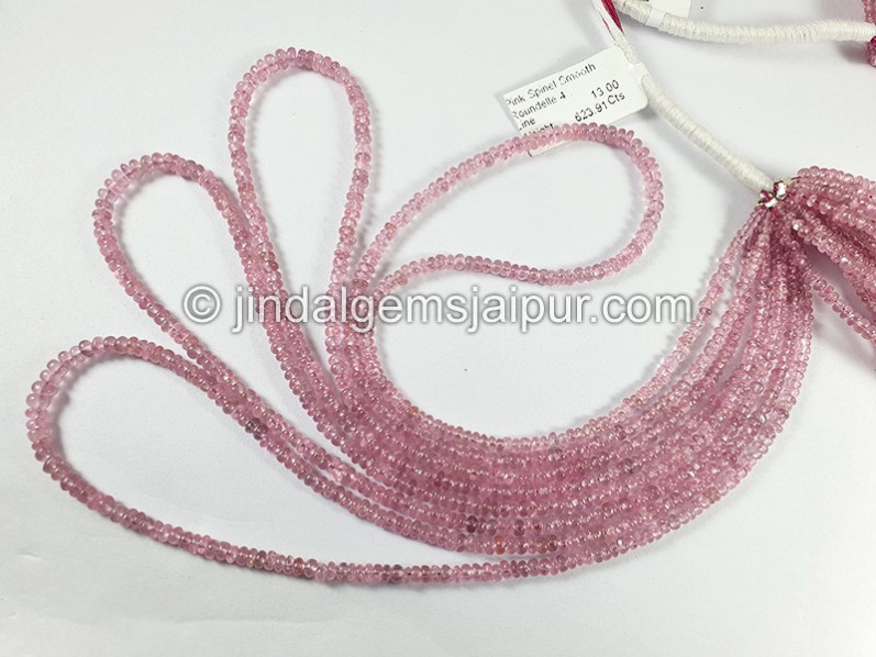 Pink Spinel Smooth Roundelle Shape Beads