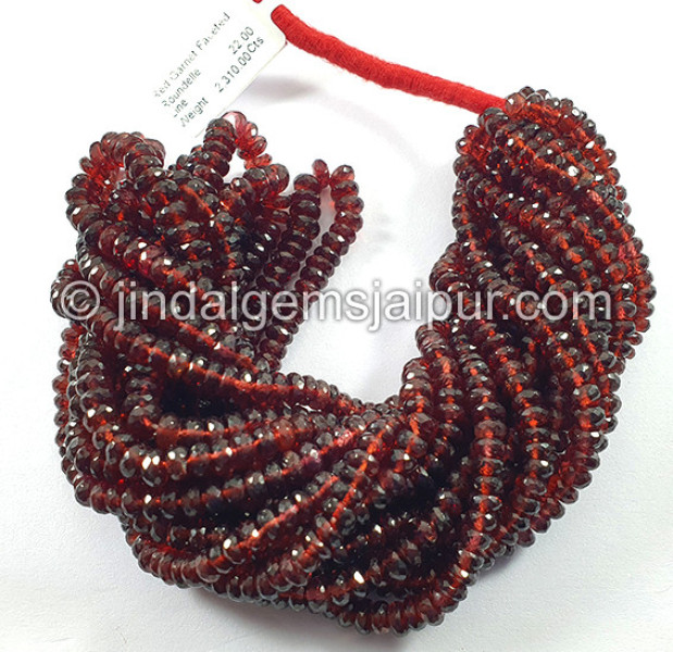 Red Garnet Faceted Roundelle Shape Beads