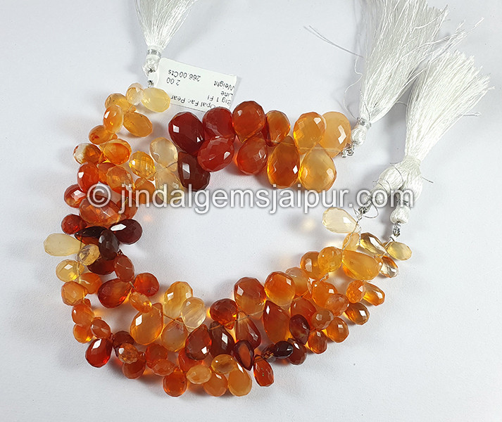 Fire Opal Faceted Pear Shape Big Beads