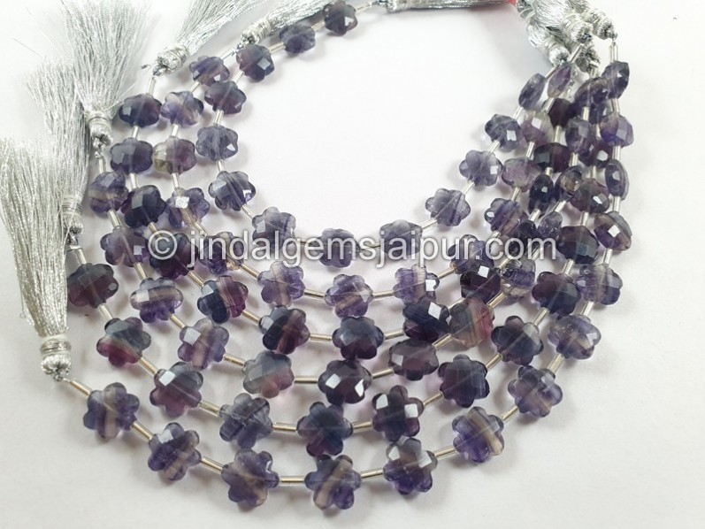 Fluorite Blue Faceted Flower Beads