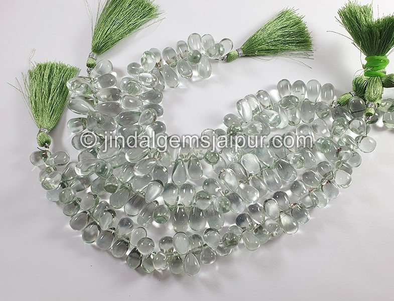 Green Amethyst Smooth Drops Shape Big Beads