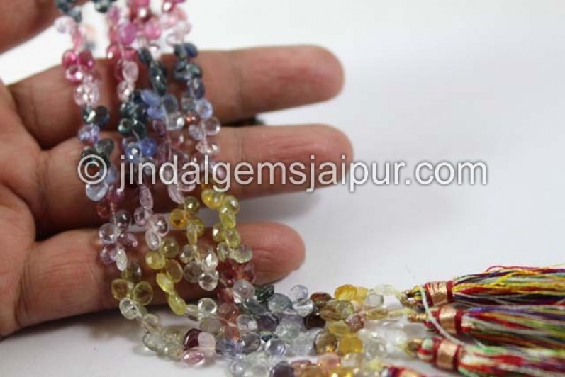 Multi Sapphire Faceted Heart