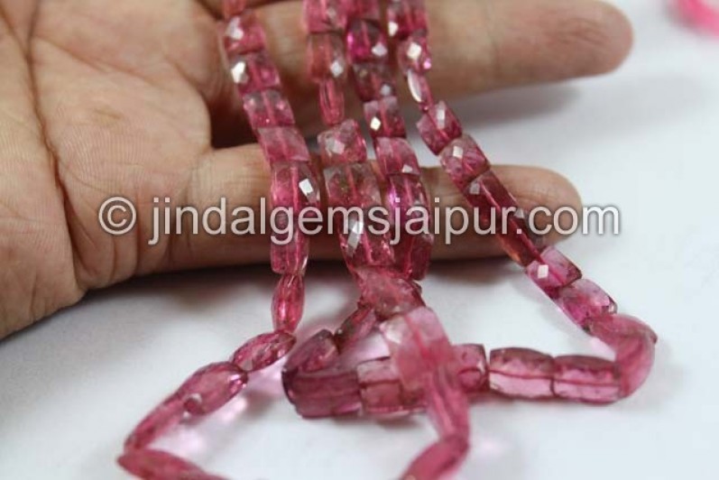 Rubellite Faceted Chicklet Shape Beads