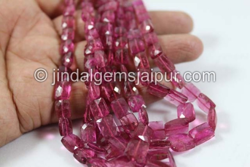 Rubellite Faceted Chicklet Shape Beads