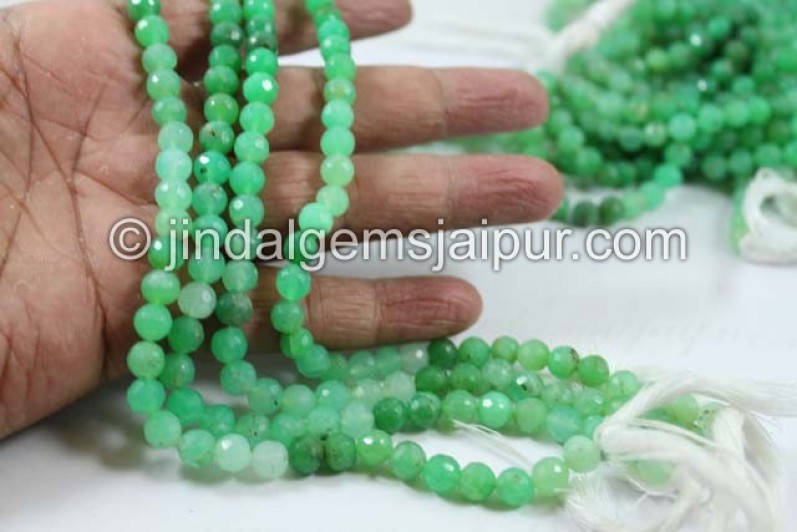 Chrysoprase Far Faceted Round Shape Beads