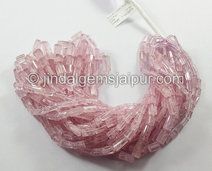 Pink Morganite Step Cut Pipe Shape Beads