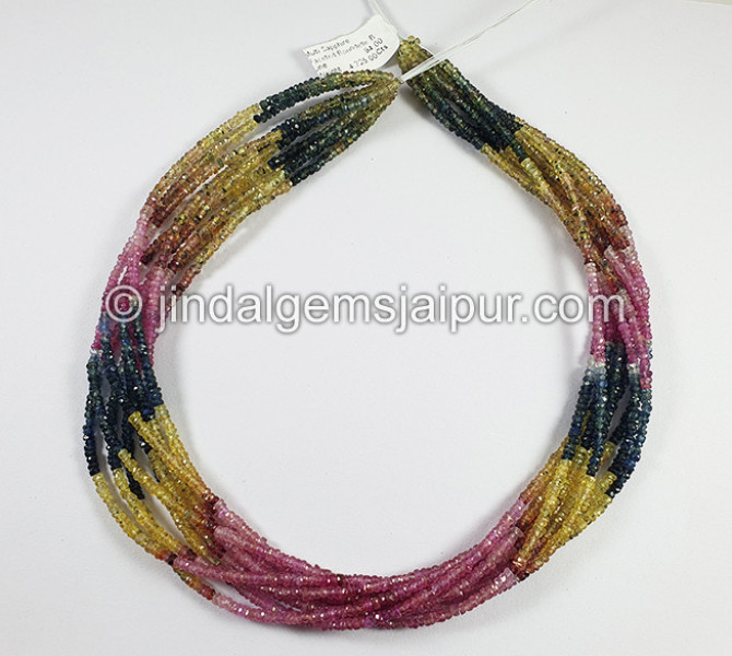 Multi Sapphire Faceted Roundelle Shape Beads